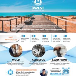 3West Environmental - List of our main services: mold inspections, mold testing, asbestos testing and lead paint.