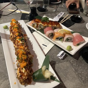 Chucks Fish - Donkey Roll on Crack (left), red light (MY FAVORITE in the back), and the Rainbow roll on the right - Sushi Bars Near Me - Mobile, Alabama