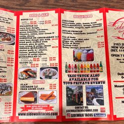 Sidewalk Tacos - Menu (07/19/2023)