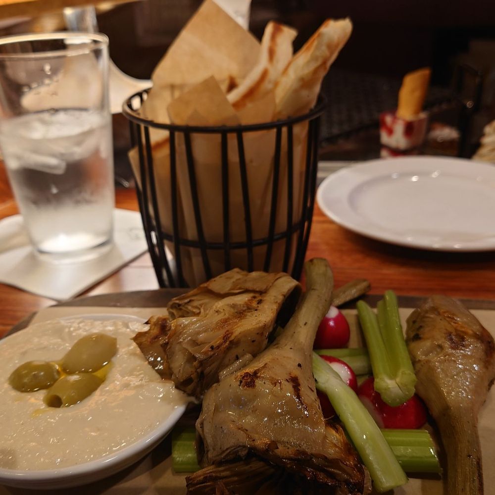 Seasons 52 - Lemon hummus and grilled artichokes appetizer. OMG. So good. - New American Near Me - Mclean, Virginia Seasons 52 - Lemon hummus and grilled artichokes appetizer. OMG. So good. - New American Near Me - Mclean, Virginia