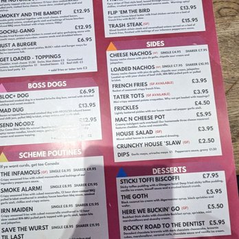 Bloc+ - Menu - Pubs Near Me - Glasgow, GLG