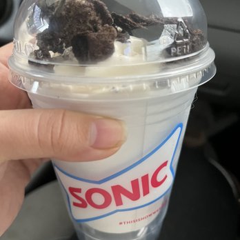Sonic Drive-In - SONIC Blast- made with OREO- Cookie Pieces small 3.99 i thought i ordered the mini with the chocolate syrup - Burgers Near Me - Hayward, California