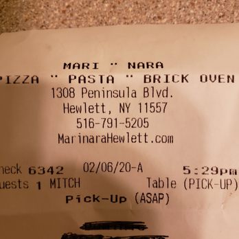 Marinara - Receipt - Pizza Near Me - Hewlett, New York