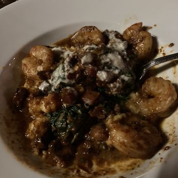 The Bay House - Shrimp And grits. Already tasted it before I remembered to take a pic. It was excellent - Seafood Near Me - Naples, Florida The Bay House - Shrimp And grits. Already tasted it before I remembered to take a pic. It was excellent - Seafood Near Me - Naples, Florida