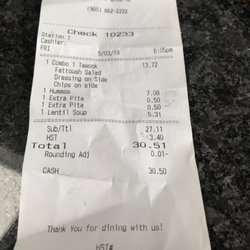 Le Ouna - They charged me $.50 twice for extra pita even if I mentioned before that they forgot them Last time! $7 for hummus