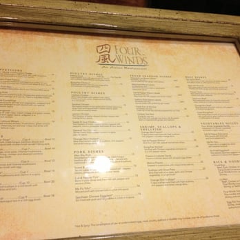 Four Winds - Menu posted outside - Asian Fusion Near Me - Bossier City, Louisiana