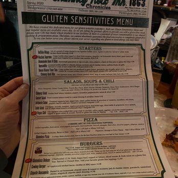 Chimney Rock Inn - Gluten free menu front - American Near Me - Flemington, New Jersey