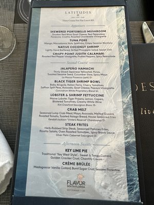 Menu photo 2 Latitudes - Jupiter Beach Resort Jupiter, FL