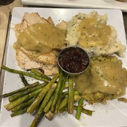 The turkey Dinner!! Was delicious! The top things are called country  egg rolls , I wasn't a big fan of those lol