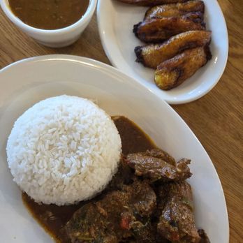 Mambo's Dominican Kitchen - Braised pork and fried bananas. Rice and beans too. - Dominican Near Me - Chandler, Arizona