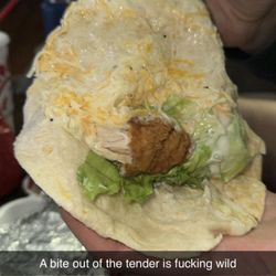 Cook Out - Asked for no cheese because it'll make me sick and they added extra and took a bite out of the tender.