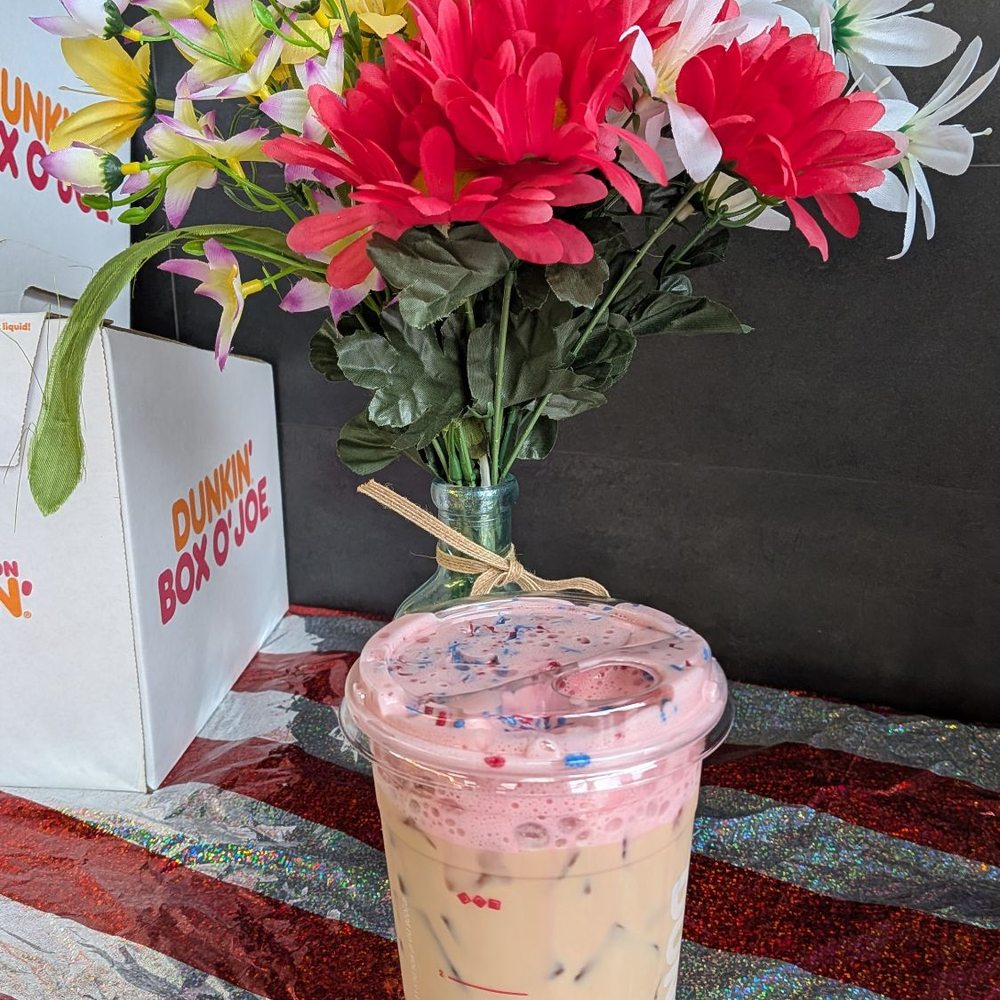 Dunkin' - Strawberry sparkler cloud latte Highly recommend - Donuts Near Me - Chicago, Illinois Dunkin' - Strawberry sparkler cloud latte Highly recommend - Donuts Near Me - Chicago, Illinois