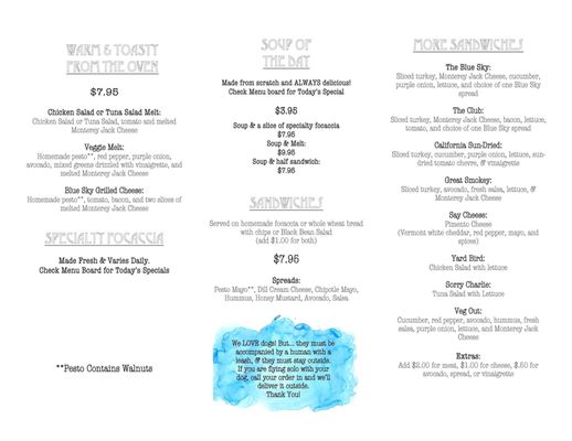 Menu photo 3 Blue Sky Lexington, VA
