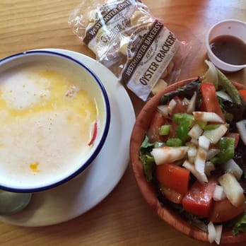 Looney Moose Cafe - Lobster Stew and salad with Maple Balsamic Dressing. - Breakfast & Brunch Near Me - Stratton, Maine