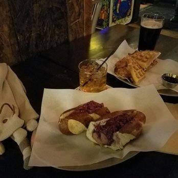 Barcade - Kielbasa and chicken and waffle grilled cheese - Bars Near Me - New York, New York