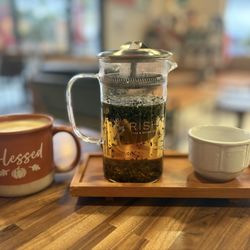 Just Love Coffee Cafe - Arlington TX - Amaretto Latte and peppermint tea