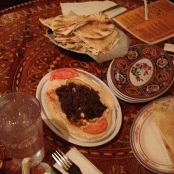 Ali Baba - Hummus with meat on top and plenty of pita. Very good - Mediterranean Near Me - Newark, Delaware Ali Baba - Hummus with meat on top and plenty of pita. Very good - Mediterranean Near Me - Newark, Delaware