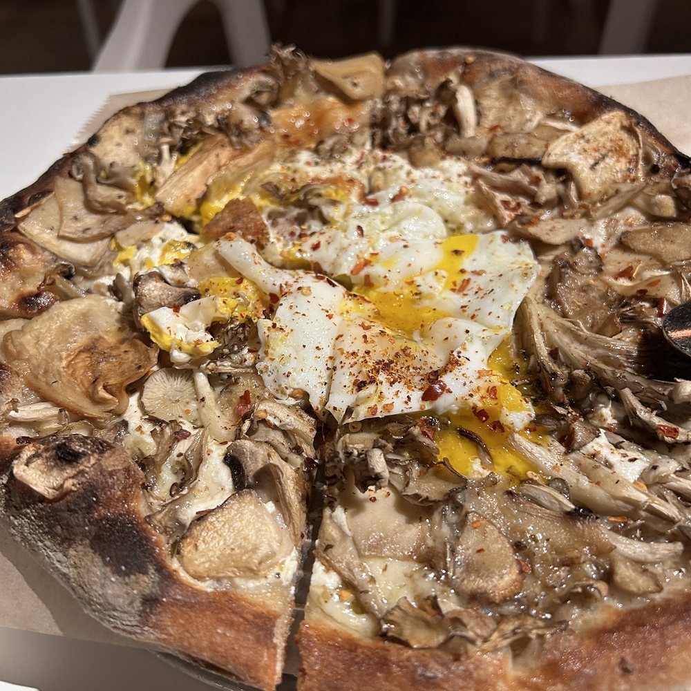 ABC Kitchen - Mushrooms , Parmesan , Oregano and Farm Egg Pizza - Breakfast & Brunch Near Me - New York, New York ABC Kitchen - Mushrooms , Parmesan , Oregano and Farm Egg Pizza - Breakfast & Brunch Near Me - New York, New York