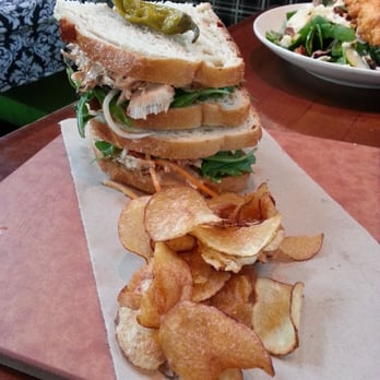 Whiskey Cake - Tuna Stack Sandwich with homemade chips on the side. - New American Near Me - Plano, Texas Whiskey Cake - Tuna Stack Sandwich with homemade chips on the side. - New American Near Me - Plano, Texas