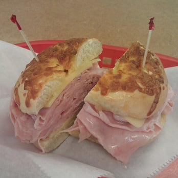 Looney Baker - Plain ham & Swiss on a cheese bagel. - Donuts Near Me - Livonia, Michigan Looney Baker - Plain ham & Swiss on a cheese bagel. - Donuts Near Me - Livonia, Michigan