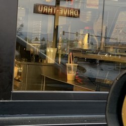 McDonald's - A coffee that has been drank from sitting on the counter where they serve drinks to people from