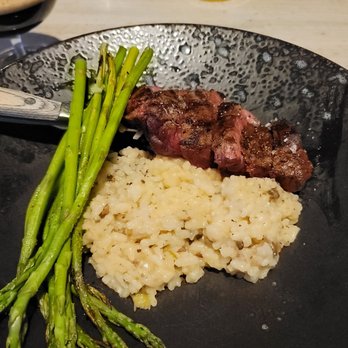 Coyne's Restaurant & Bar - Mushroom risotto, flat iron wagyu steak, grilled asparagus - Seafood Near Me - Eagle, Idaho