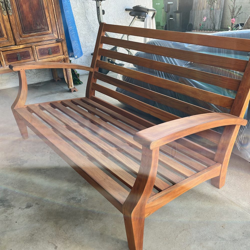 Teak Master - the love seat - after pic - Refinishing Services Near Me - South El Monte, California Teak Master - the love seat - after pic - Refinishing Services Near Me - South El Monte, California