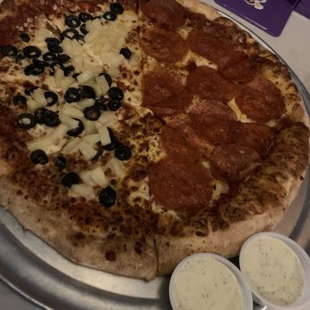 Pinthouse Pizza - Customized half black olives & pineapples, half pepperoni - Brewpubs Near Me - Round Rock, Texas Pinthouse Pizza - Customized half black olives & pineapples, half pepperoni - Brewpubs Near Me - Round Rock, Texas