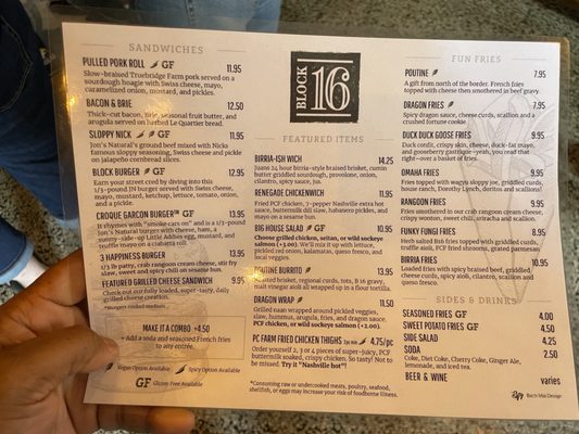 Menu photo 8 Block 16 Omaha, NE Menu photo 8 Block 16 Omaha, NE