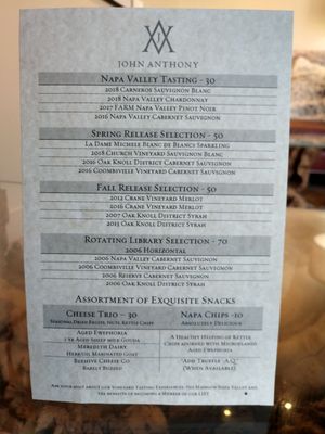 Menu photo 6 John Anthony Vineyards Napa, CA