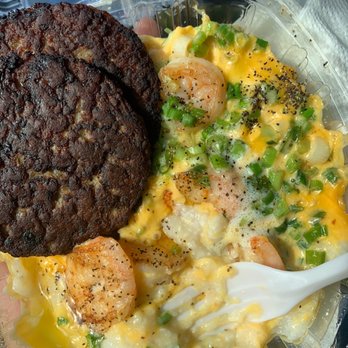 Cafe La Fong's - This is what I order if you want it to look like this: grits, 3 slices cheese add green onion & shrimp, pork sausage . - Breakfast & Brunch Near Me - Oakland, California
