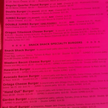 Snack Shack - Part of the menu - Diners Near Me - Eugene, Oregon Snack Shack - Part of the menu - Diners Near Me - Eugene, Oregon