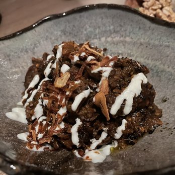 Rumi's Kitchen - Colony Square - Badenjoon Kashk - mint, onion crispy, whey of cream , eggplant fried - Persian/Iranian Near Me - Atlanta, Georgia Rumi's Kitchen - Colony Square - Badenjoon Kashk - mint, onion crispy, whey of cream , eggplant fried - Persian/Iranian Near Me - Atlanta, Georgia