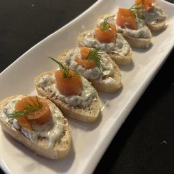 Cork & Barrel - Smoked salmon, cream cheese, and dill on crostini