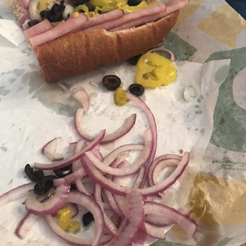 Subway - 600 onions when asked for 1/2 onions. No mustard, Mayo, or other requested condiments. Just 3, HEAVILY loaded, at that. - Sandwiches Near Me - Springfield, Tennessee Subway - 600 onions when asked for 1/2 onions. No mustard, Mayo, or other requested condiments. Just 3, HEAVILY loaded, at that. - Sandwiches Near Me - Springfield, Tennessee
