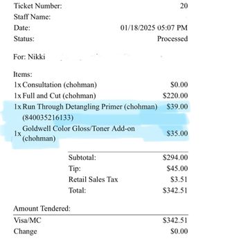 Dolce Lusso Salon & Day Spa - Itemized receipt from 1st visit - Hair Salons Near Me - Myrtle Beach, South Carolina Dolce Lusso Salon & Day Spa - Itemized receipt from 1st visit - Hair Salons Near Me - Myrtle Beach, South Carolina