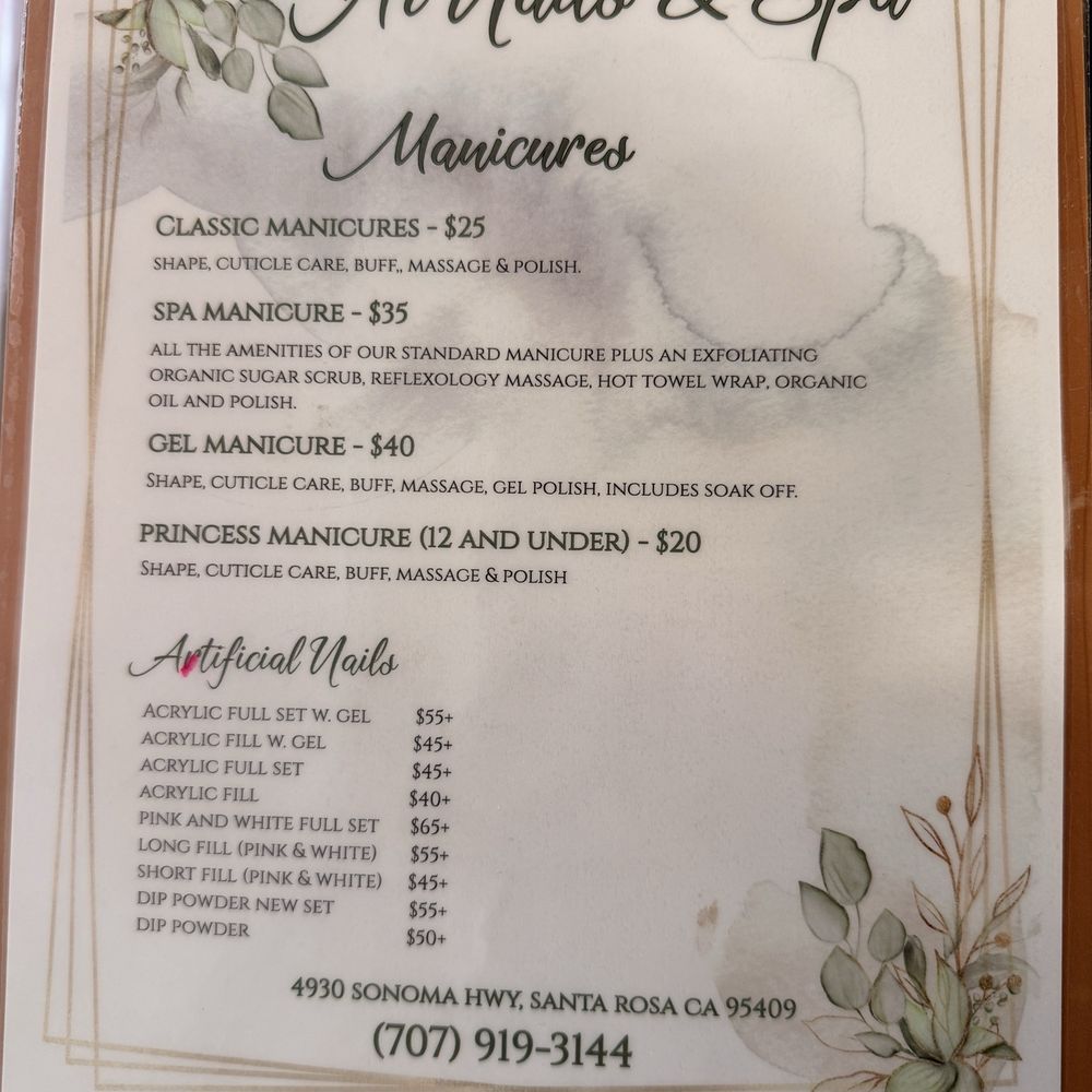 Hi Nails & Spa - Manicure menu - Nail Salons Near Me - Santa Rosa, California