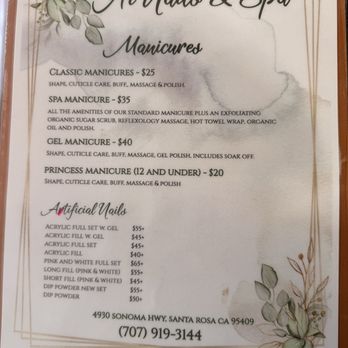 Hi Nails & Spa - Manicure menu - Nail Salons Near Me - Santa Rosa, California