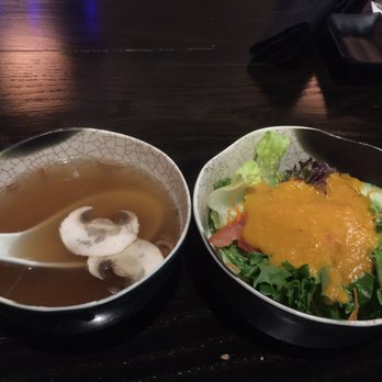 Momiji Sushi Grill & Bar - Clear soup and ginger-dressed salad - Sushi Bars Near Me - Eustis, Florida Momiji Sushi Grill & Bar - Clear soup and ginger-dressed salad - Sushi Bars Near Me - Eustis, Florida