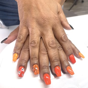 Sunshine Nails - Spider web and ghosts nails design for Halloween. - Nail Salons Near Me - San Ramon, California