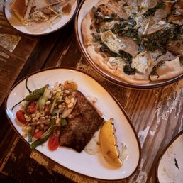 sea bass, apple and brie pizza sea bass, apple and brie pizza