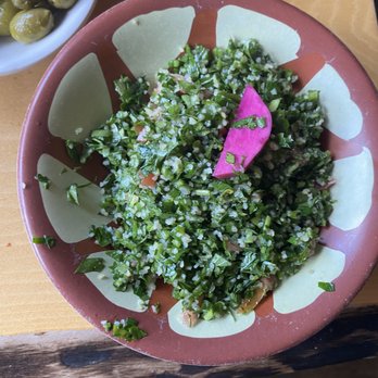 Ziatun - Tabouleh with pickled radish on top (which you can order a separate side of it to go!) - Middle Eastern Near Me - Beacon, New York