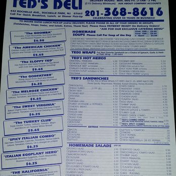 Ted's Deli - Front of Menu - Delis Near Me - Rochelle Park, New Jersey Ted's Deli - Front of Menu - Delis Near Me - Rochelle Park, New Jersey
