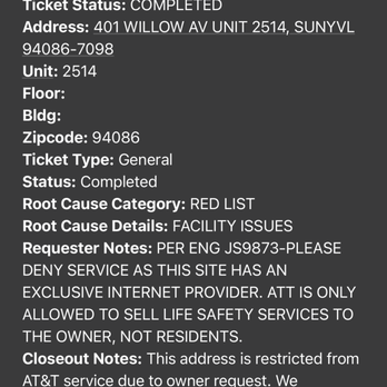 Hartwood - AT&T being blocked by management - Apartments Near Me - Sunnyvale, California Hartwood - AT&T being blocked by management - Apartments Near Me - Sunnyvale, California