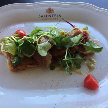 Posada Salentein - The crispy pan fried sweetbreads with toasted garlic foccacia and a sweet sauce - perfect! - Guest Houses Near Me - Mendoza, M Posada Salentein - The crispy pan fried sweetbreads with toasted garlic foccacia and a sweet sauce - perfect! - Guest Houses Near Me - Mendoza, M