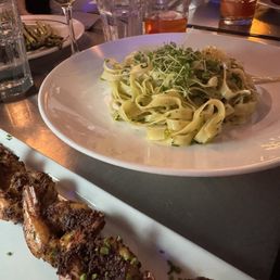 Aglio Olio with blackened shrimp Aglio Olio with blackened shrimp