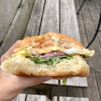 August First - Day Maker Breakfast sandwich $11 red onions, bacon fat aioli, tomato habanero jam, arugula, eggs, cheddar on a brioche. EXCELLENT. - Bakeries Near Me - Burlington, Vermont August First - Day Maker Breakfast sandwich $11 red onions, bacon fat aioli, tomato habanero jam, arugula, eggs, cheddar on a brioche. EXCELLENT. - Bakeries Near Me - Burlington, Vermont