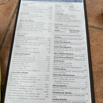 Tonto Bar & Grill - Drink Menu - New American Near Me - Cave Creek, Arizona Tonto Bar & Grill - Drink Menu - New American Near Me - Cave Creek, Arizona