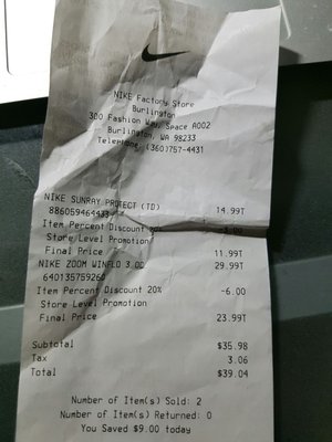 nike store burlington wa