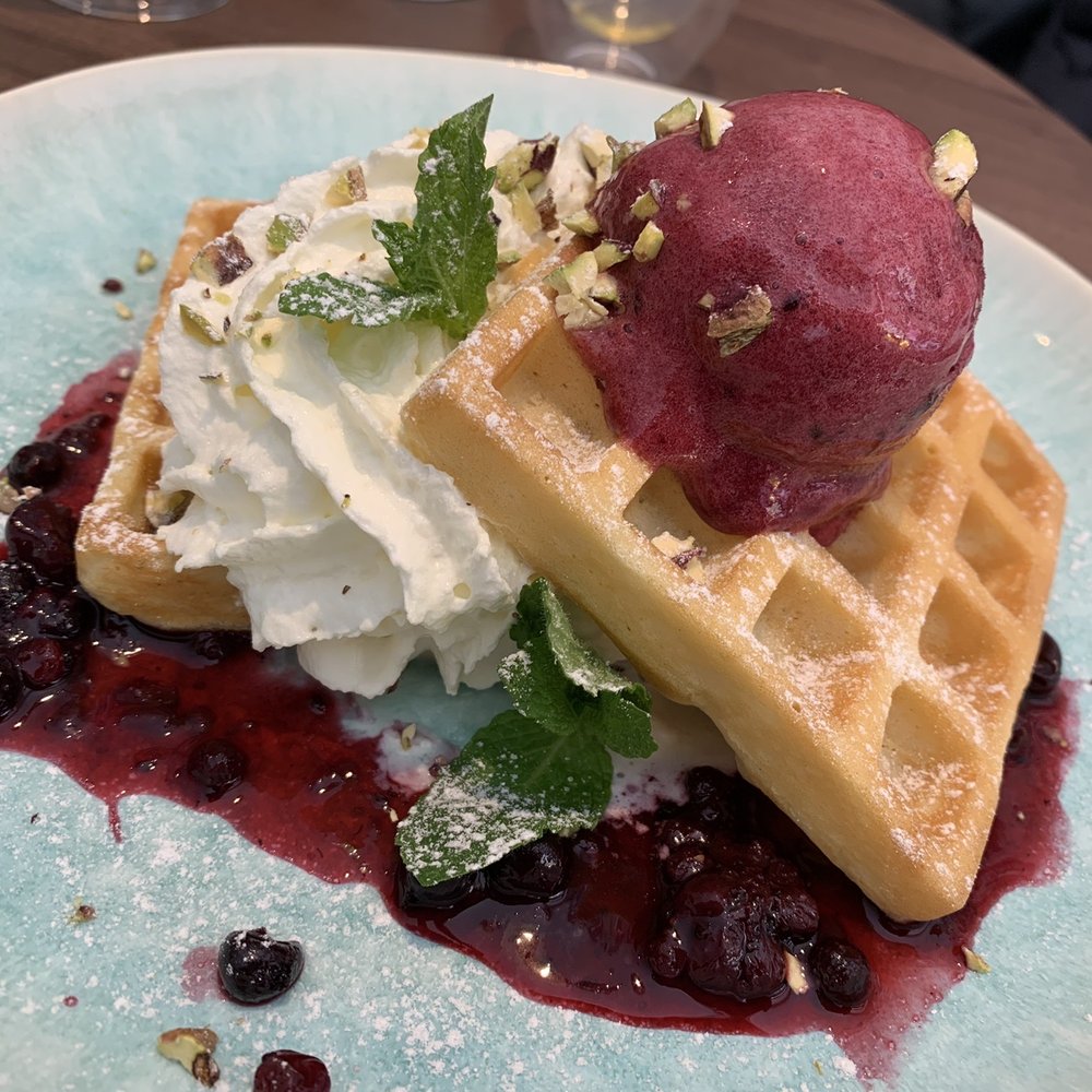 Waffle with sorbet Waffle with sorbet